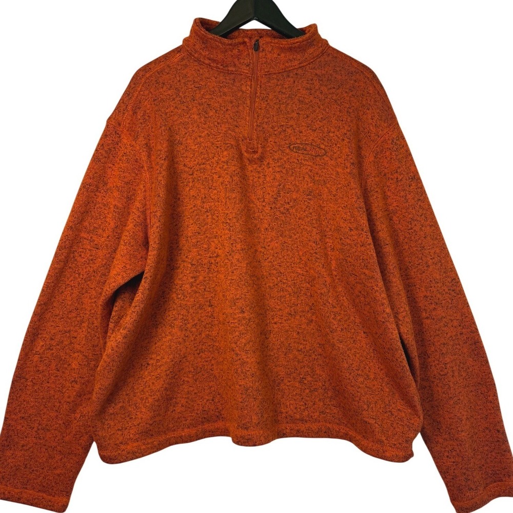 Realtree Mens XL Quarter Zip Pullover Sweater Orange Black Marled Knit Outdoor